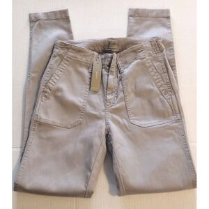 NWT J.CREW Size 25 Women's Gray Chino Style Pants G9856 Pockets Clasp Front